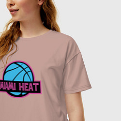 Футболка оверсайз женская Miami Heat team, цвет: пыльно-розовый — фото 2
