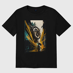 Футболка оверсайз женская Звуковая волна - Хуф и Ся, цвет: черный