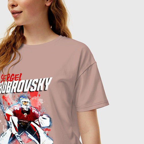 Женская футболка оверсайз Бобровский Флорида Пантерз / Пыльно-розовый – фото 3