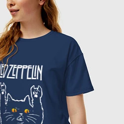 Футболка оверсайз женская Led Zeppelin rock cat, цвет: тёмно-синий — фото 2