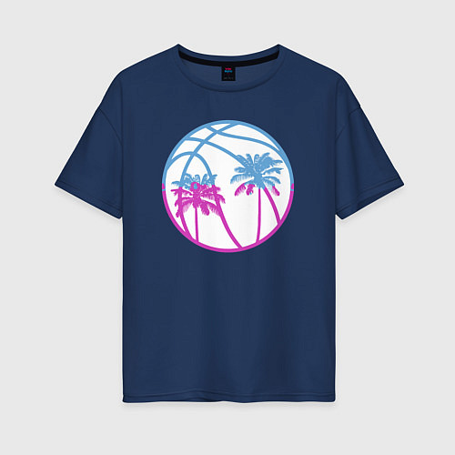 Женская футболка оверсайз Miami beach / Тёмно-синий – фото 1