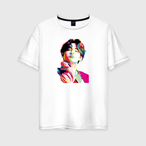 Женская футболка оверсайз BTS Ким Тхэхён / Белый – фото 1
