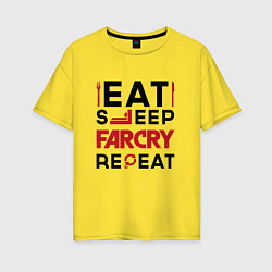 Футболка оверсайз женская Надпись: eat sleep Far Cry repeat, цвет: желтый