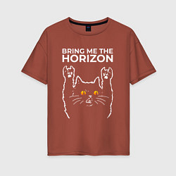 Футболка оверсайз женская Bring Me the Horizon rock cat, цвет: кирпичный