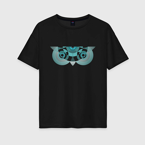 Женская футболка оверсайз Геометрическая сова / Черный – фото 1