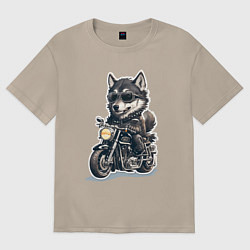 Женская футболка оверсайз Волчья сила на двух колесах