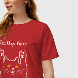 Футболка оверсайз женская Three Days Grace rock cat, цвет: красный — фото 2