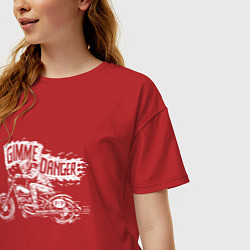 Футболка оверсайз женская Gimme danger - motorcycle - motto, цвет: красный — фото 2