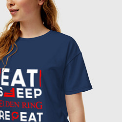 Футболка оверсайз женская Надпись eat sleep Elden Ring repeat, цвет: тёмно-синий — фото 2