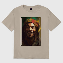 Футболка оверсайз женская Боб Марли One love, цвет: миндальный