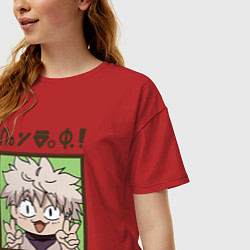 Футболка оверсайз женская Киллуа - обьявление о розыске, цвет: красный — фото 2