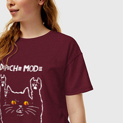 Футболка оверсайз женская Depeche Mode rock cat, цвет: меланж-бордовый — фото 2