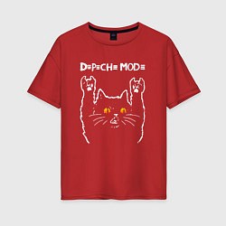 Футболка оверсайз женская Depeche Mode rock cat, цвет: красный