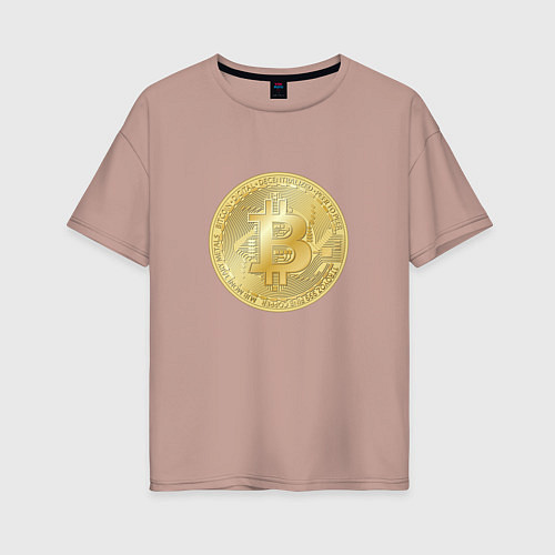 Женская футболка оверсайз Криптовалюта биткоин / Пыльно-розовый – фото 1