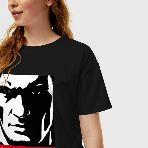 Женская футболка оверсайз Obey Khabib / Черный – фото 3