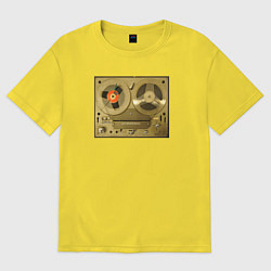 Футболка оверсайз женская Ретро магнитофон, цвет: желтый