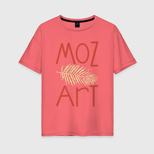 Женская футболка оверсайз Моцарт art / Коралловый – фото 1