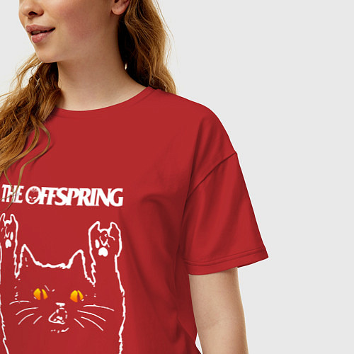Женская футболка оверсайз The Offspring rock cat / Красный – фото 3