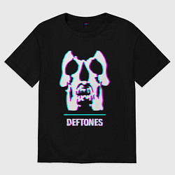 Футболка оверсайз женская Deftones glitch rock, цвет: черный