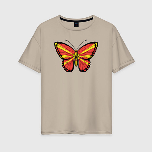 Женская футболка оверсайз Бабочка Северная Македония / Миндальный – фото 1