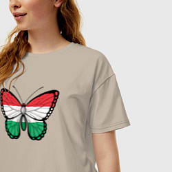 Футболка оверсайз женская Бабочка Венгрия, цвет: миндальный — фото 2