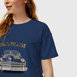 Футболка оверсайз женская Классический автомобиль Chrysler New Yorker, цвет: тёмно-синий — фото 2