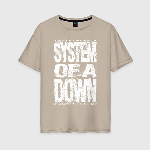 Женская футболка оверсайз System of a down - stencil / Миндальный – фото 1