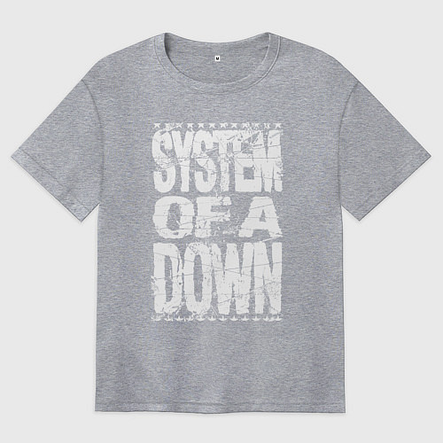 Женская футболка оверсайз System of a down - stencil / Меланж – фото 1