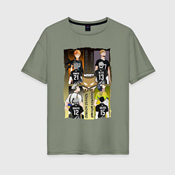 Футболка оверсайз женская Волейбол - haikyuu, цвет: авокадо