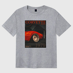 Футболка оверсайз женская Обложка журнала Chevrolet Corvette C3, цвет: меланж