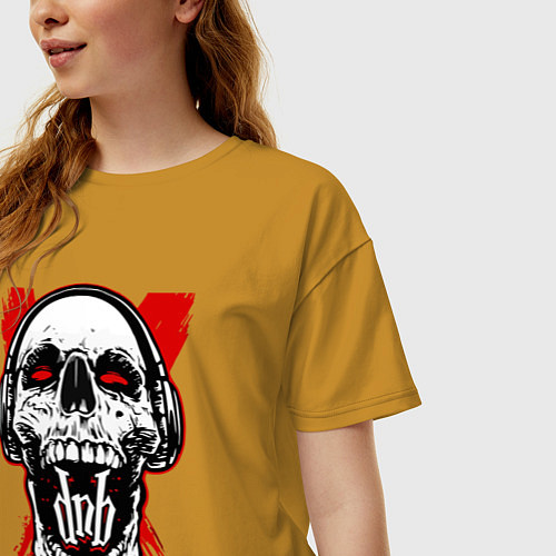 Женская футболка оверсайз DnB skull / Горчичный – фото 3