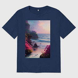 Футболка оверсайз женская Вечер в бухте, цвет: тёмно-синий