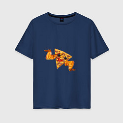 Футболка оверсайз женская Пицца с куринными крылышками, цвет: тёмно-синий