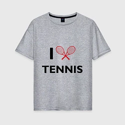 Футболка оверсайз женская I Love Tennis, цвет: меланж