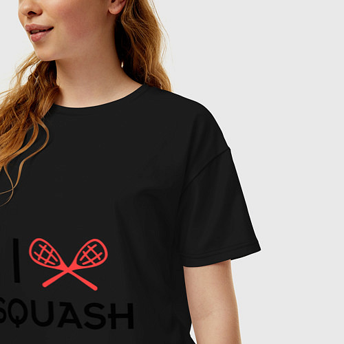Женская футболка оверсайз I Love Squash / Черный – фото 3