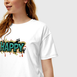 Футболка оверсайз женская Happy mood, цвет: белый — фото 2