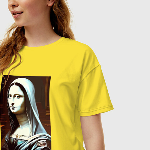 Женская футболка оверсайз Mona Lisa from Elm street - horror / Желтый – фото 3