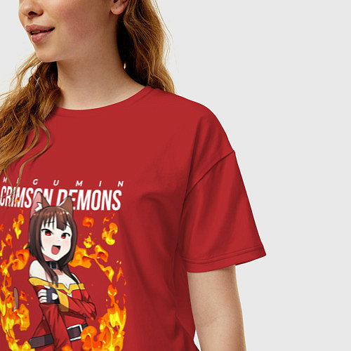 Женская футболка оверсайз Kono Subarashii Megumin / Красный – фото 3