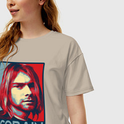 Футболка оверсайз женская Nirvana - Kurt Cobain, цвет: миндальный — фото 2