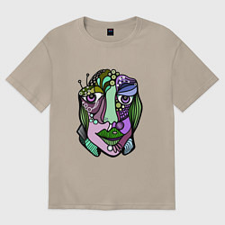 Футболка оверсайз женская Авангардное лицо, цвет: миндальный