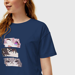Футболка оверсайз женская Любимые персонажи Honkai, цвет: тёмно-синий — фото 2