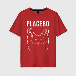 Футболка оверсайз женская Placebo rock cat, цвет: красный
