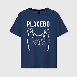 Футболка оверсайз женская Placebo rock cat, цвет: тёмно-синий