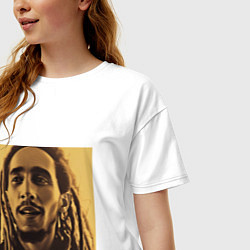 Футболка оверсайз женская Сепия Арт Боб Марли, цвет: белый — фото 2