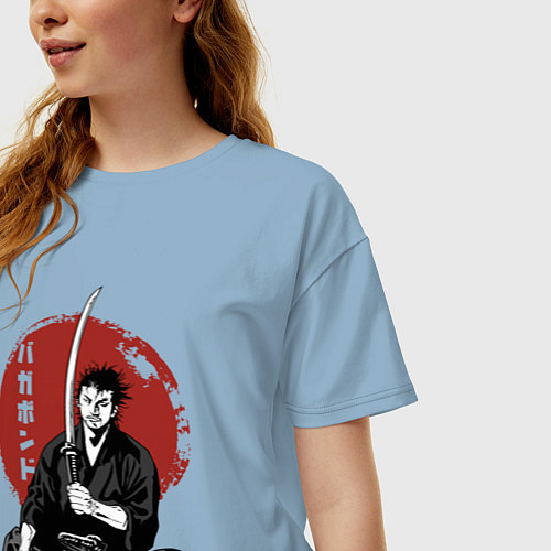 Женская футболка оверсайз Бродяга самурай / Мягкое небо – фото 3