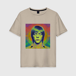 Футболка оверсайз женская Brian Jones Digital Glitch Art, цвет: миндальный