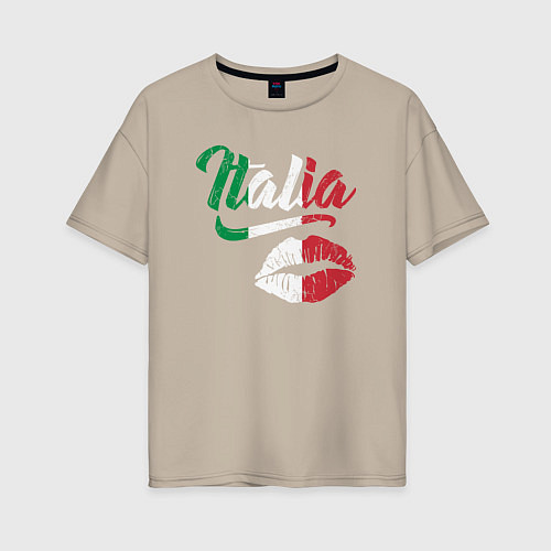 Женская футболка оверсайз Поцелуй Италии / Миндальный – фото 1