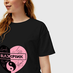 Футболка оверсайз женская Blackpink сердце, цвет: черный — фото 2