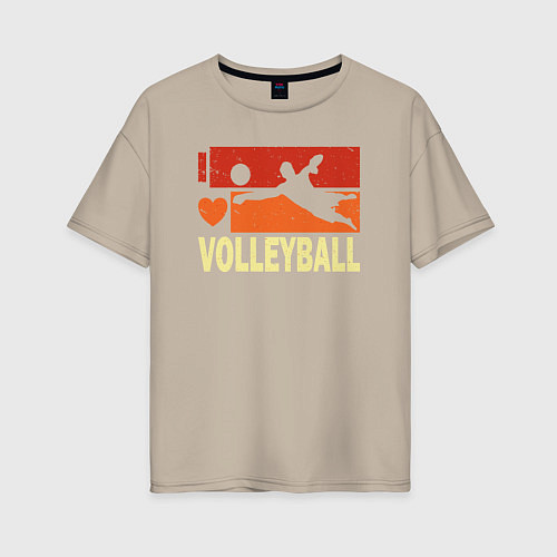 Женская футболка оверсайз Я люблю волейбол / Миндальный – фото 1