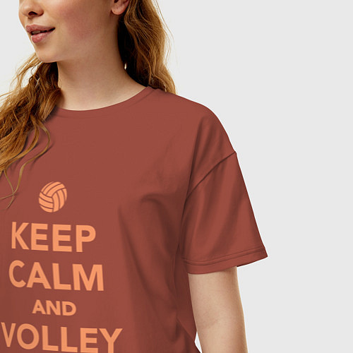Женская футболка оверсайз Keep calm and volley on / Кирпичный – фото 3